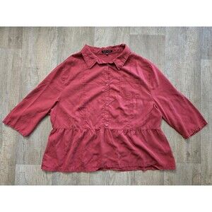 ELLIOTT & VINE Burgundy 3/4 Length Sleeve Top Size 2X